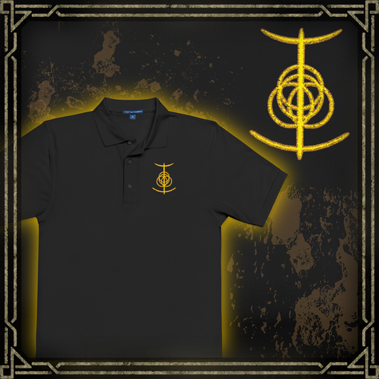 Thumbnail of a Embroidered T-shirt showcasing the Elden Ring seal, the radiant emblem central to the lore of Elden Ring. Once whole, now broken, the symbol embodies the Golden Order’s collapse and the Tarnished’s quest to mend it. With ornate circular runes and divine craftsmanship, this design echoes the game’s themes of ruin, rebirth, and cosmic destiny.