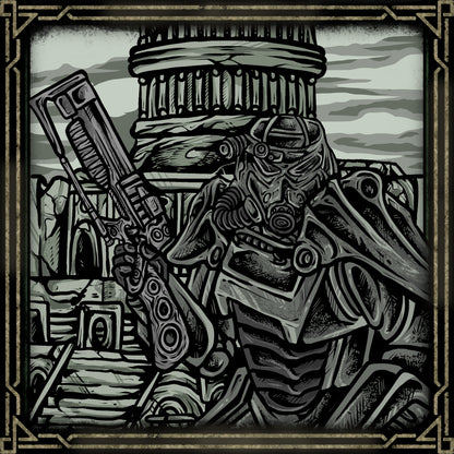 Concept Art of Fallout Brotherhood of Steel. The Brotherhood of Steel chapter of Fallout 3* represents honor, sacrifice, and resilience in a world shattered by nuclear war. Operating from The Citadel, the knights and paladins fight to restore order against overwhelming odds. Their legendary power armor, unwavering discipline, and heroic defense of the wasteland have made them one of the franchise's most beloved factions.