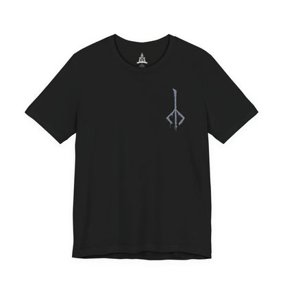 Image 4 of a T-shirt featuring Father Gascoigne from Bloodborne, the fallen hunter-priest defined by his relentless fighting style and tragic slide into beastly madness. Draped in worn cleric robes and armed with his signature hunter’s axe and blunderbuss, he embodies the fragile boundary between humanity and monstrosity.