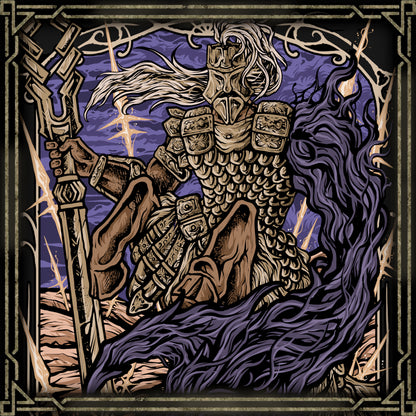 Wallpaper of Fulghor Champion of Nightglow. Fulghor is an ancient centaur whose body bears the scars of a lifetime consumed by warfare. His missing left arm is a reminder of the betrayal that shaped his fate, while the great spear he carries channels the sacred power of the Night. As the battle progresses, the Night manifests through his missing limb, transforming Fulghor into an even more monstrous and unpredictable warrior.