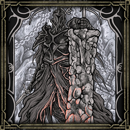 Wallpaper of Fume Knight. Known as Raime, the Fume Knight guards the depths of Brume Tower, consumed by bitterness and corrupted strength. Wielding dual weapons and empowered by dark flames, he tests players with precise, punishing attacks. His story reflects betrayal and exile, embodying Dark Souls II’s themes of fallen honor and corrupted loyalty.