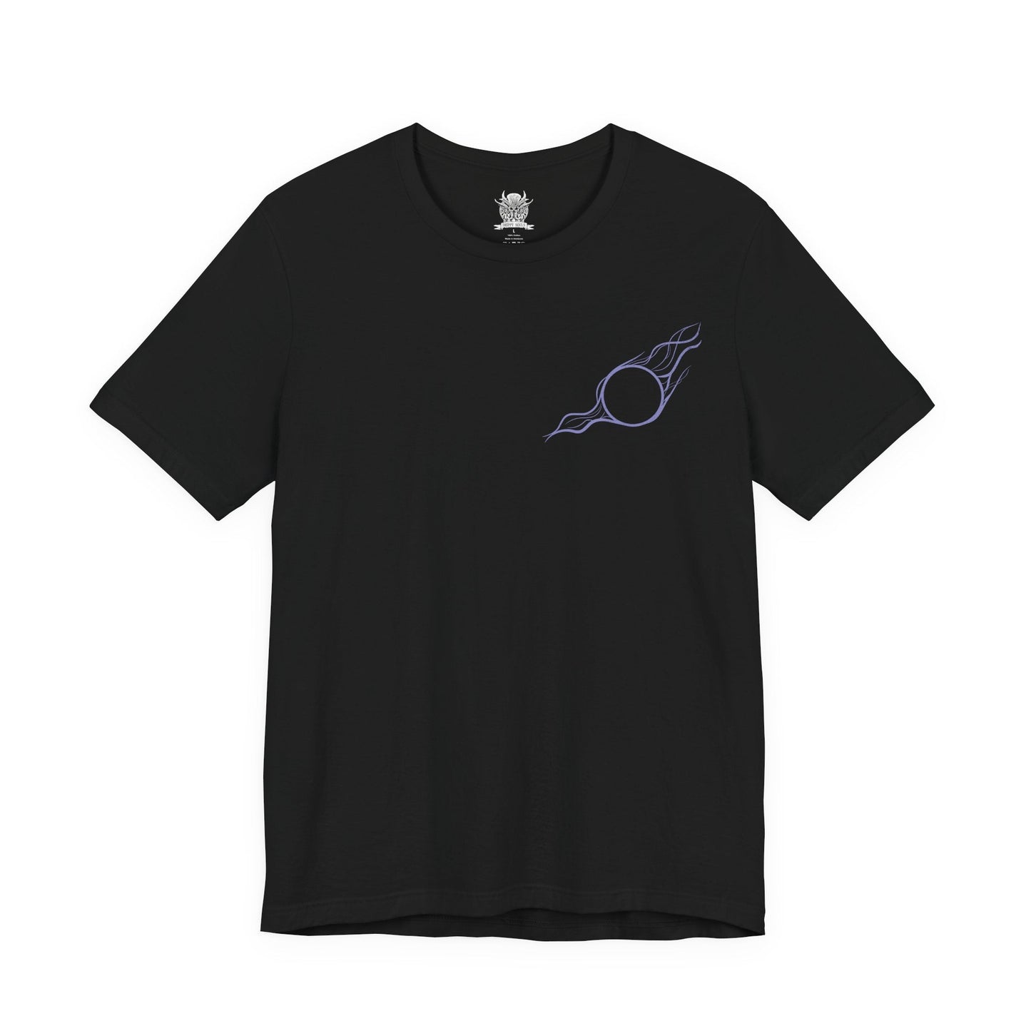 Image 4 of a T-shirt artwork depicting Gale practicing powerful spellcraft beneath a starlit sky while Tara the tressym hovers nearby with her feathered wings spread. Ancient spell circles glow across the ground as arcane light reflects off Gale’s robes. This design reflects the wizard’s mastery of magic, his scholarly curiosity, and the quiet companionship of his ever-watchful feline familiar.