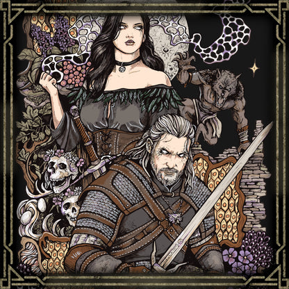 Artwork of Geralt and Yennefer. Geralt of Rivia and Yennefer of Vengerberg share one of the most complicated relationships in The Witcher. Their lives are intertwined through the Law of Surprise, magic, destiny, and a powerful love that repeatedly draws them back together. Despite years of separation and conflict, Geralt and Yennefer remain deeply connected, while their shared devotion to Ciri ultimately brings their family together.