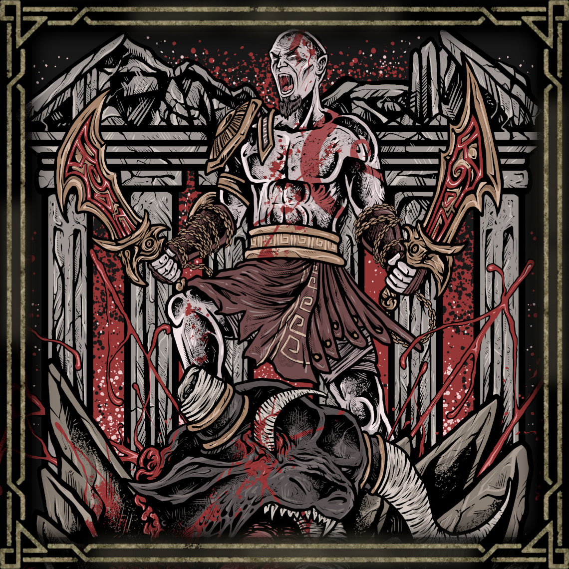 Concept Art of God of War Kratos vs The Minotaur. The legend of Kratos as the Ghost of Sparta is defined by loss, redemption, and the struggle to escape a violent past. From destroying Olympus to seeking peace in the Norse realms, Kratos evolves from a wrathful destroyer into a wiser protector without ever losing the strength that made him a legend. His unforgettable journey has established him as one of the greatest and most influential characters in video game history.