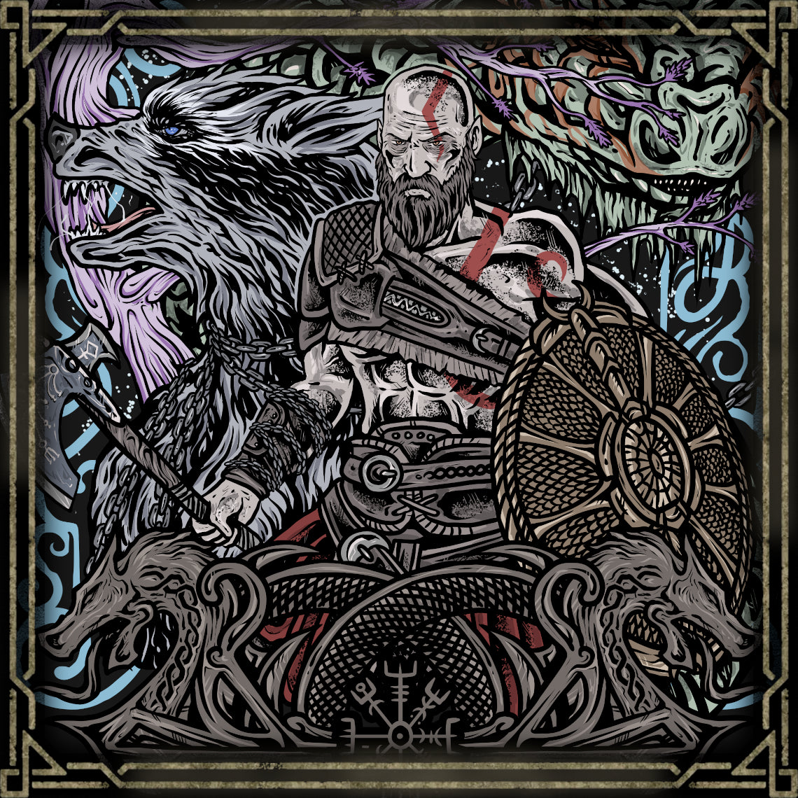 Artwork of God of War Ragnarok Kratos. Kratos returns in God of War Ragnarök as a battle-hardened warrior struggling against destiny and the coming end of the Norse world. Once the feared Ghost of Sparta, Kratos now fights to protect his son while confronting gods, monsters, and the consequences of his violent past. His journey explores themes of redemption, fatherhood, and breaking the cycle of fate.