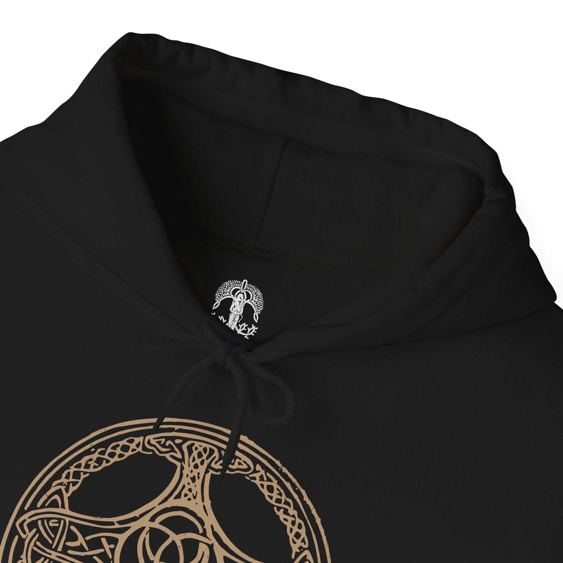 Folded Hooded Sweatshirt featuring Godfrey, the First Elden Lord, and his loyal spectral lion, Serosh, from Elden Ring. Adorned in regal yet battle-worn golden armor, Godfrey stands as a symbol of strength and conquest, his legacy etched into the history of the Lands Between. Serosh, the mighty beast upon his back, suppresses his feral instincts, restraining the warrior’s true fury—until the moment of reckoning. A must-have for fans of Elden Ring’s epic lore and legendary battles.
