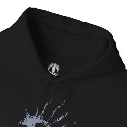 Folded Hooded Sweatshirt featuring Godwyn the Golden entwined with deathroot as Fia stands beside him in solemn reverence. Once the beloved son of Queen Marika, Godwyn’s assassination shattered the Golden Order, while Fia’s devotion transforms his death into purpose. This design reflects the tragic origins of Deathblight, the Prince of Death, and the quiet resolve to create a new ending for the world.
