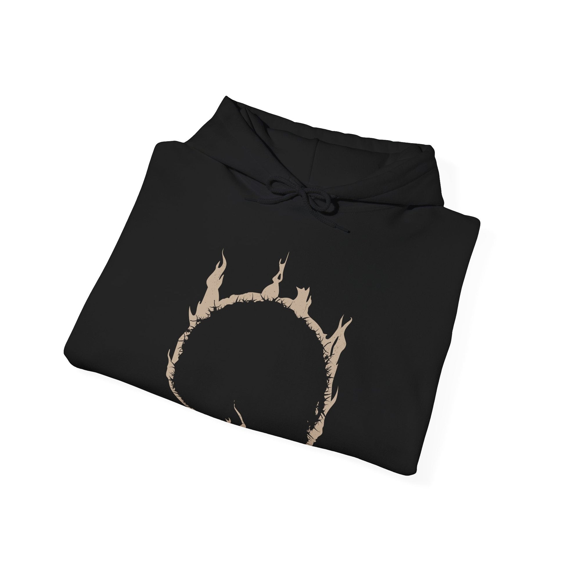 Image 6 of a Hooded Sweatshirt showcasing Nito, the Gravelord, a primordial being in Dark Souls who holds dominion over death and decay. His corpse-wrapped form and bone scythe symbolize the inevitable end awaiting all. This artwork evokes the chilling reverence of one of the original Lords who shaped the Age of Fire through dark power.