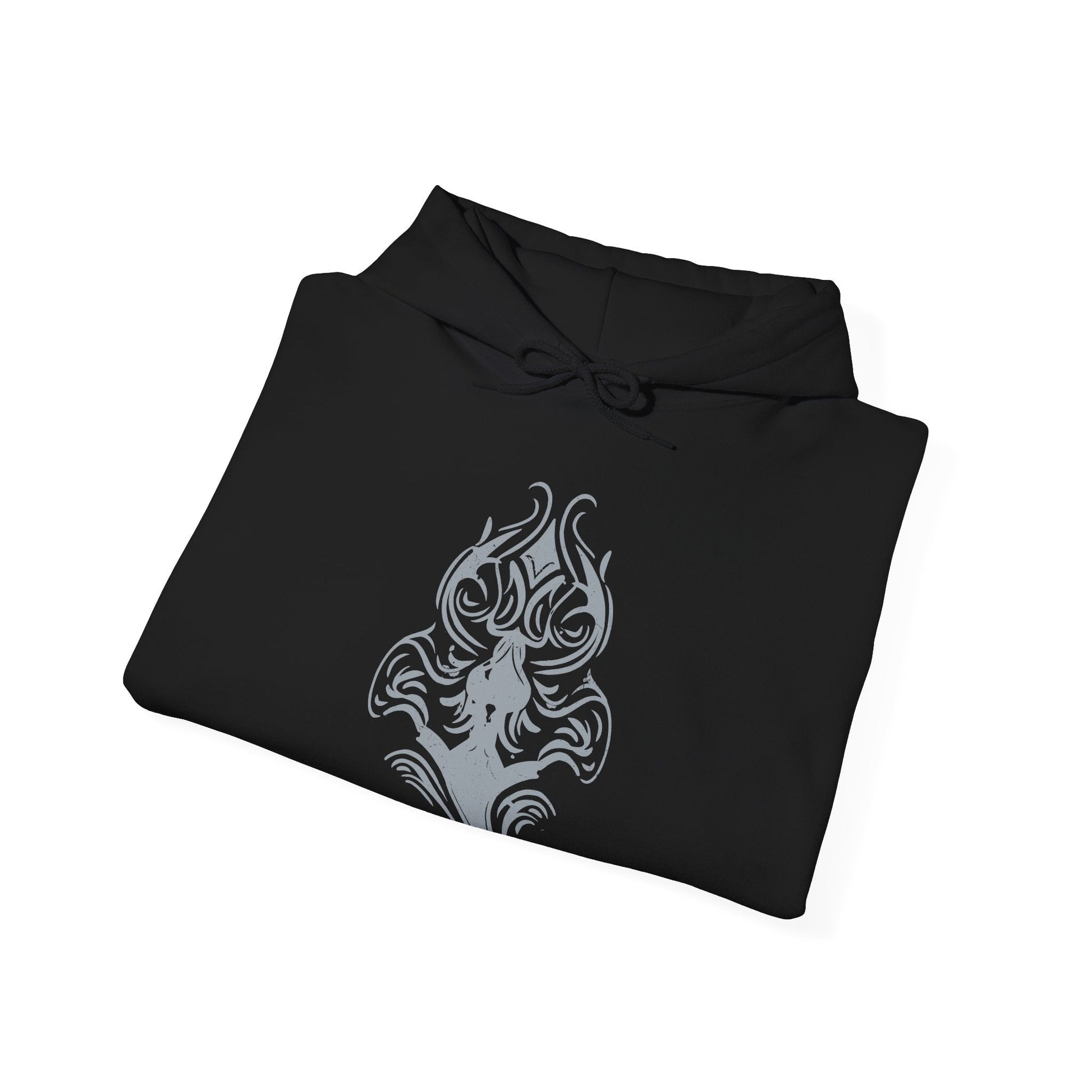 Image 6 of a Hooded Sweatshirt featuring Great Gray Wolf Sif from Dark Souls, the enormous wolf who fights to protect the grave of her fallen master, Artorias. Bearing his massive sword in her jaws, Sif stands as one of the most emotional and memorable bosses in the series. This design honors her loyalty, strength, and the enduring bond between hunter and companion.