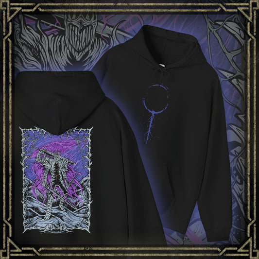 Thumbnail of a Elden Ring Nightreign Hooded Sweatshirt featuring Heolstor the Nightlord, the cursed knight who rose alone from a grave of fallen warriors. Now master of the Night’s Tide, he summons abominations and champions from other worlds to spread darkness across the Lands Between. This design embodies the despair, power, and myth of one of the game’s most fearsome lords.