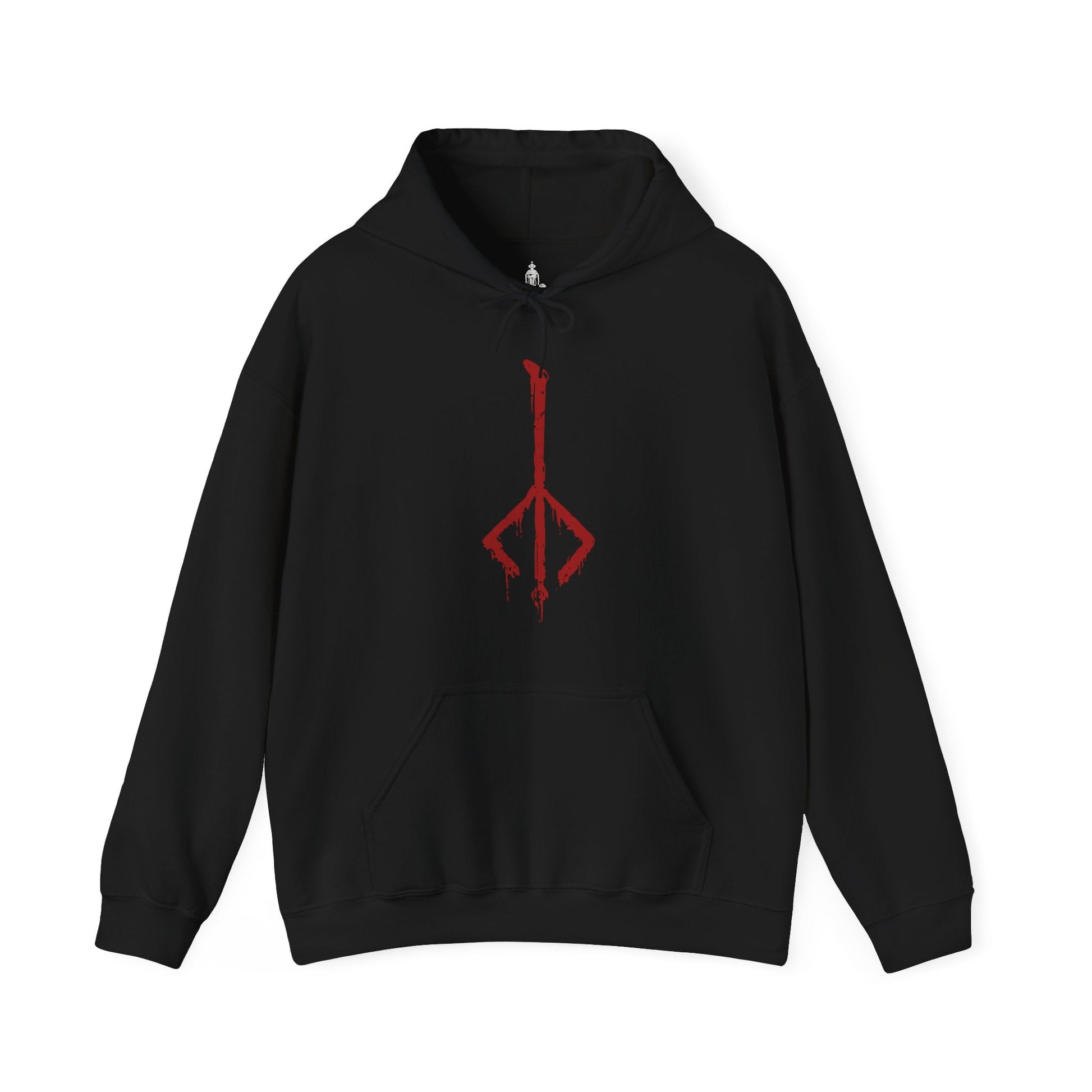 Image 4 of a Hooded Sweatshirt showcasing the iconic Hunter of Yharnam from Bloodborne, set against a haunting moonlit backdrop. The Night of the Hunt is in full swing, with the Hunter venturing into cursed alleys and blood-drenched chapels. This artwork evokes the dread and resolve at the heart of the game’s relentless cycle of blood, beasts, and rebirth.