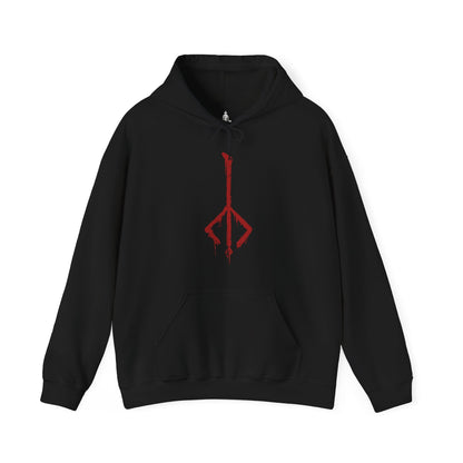 Image 4 of a Hooded Sweatshirt showcasing the iconic Hunter of Yharnam from Bloodborne, set against a haunting moonlit backdrop. The Night of the Hunt is in full swing, with the Hunter venturing into cursed alleys and blood-drenched chapels. This artwork evokes the dread and resolve at the heart of the game’s relentless cycle of blood, beasts, and rebirth.