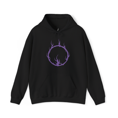 Image 4 of a Hooded Sweatshirt design of corrupted Iudex Gundyr from Dark Souls III, standing in a menacing pose with his enormous halberd as a black serpentine monstrosity twists out of his armored body. Weathered metal, dark organic forms, and ominous shadows create a grim composition inspired by the Cemetery of Ash. The artwork emphasizes Gundyr’s intimidating stature, tragic past, and horrifying transformation into one of Lothric’s most memorable bosses.