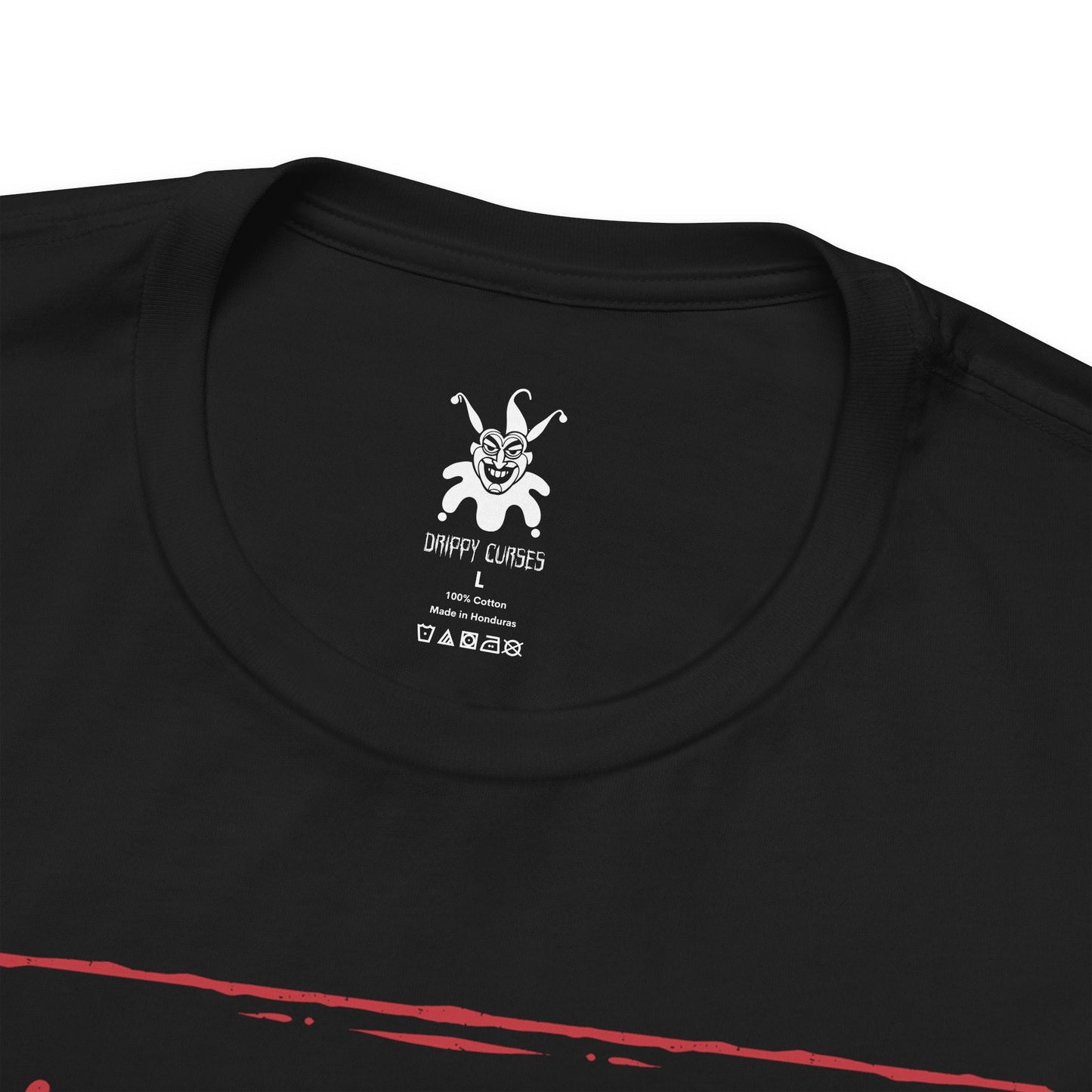 Folded T-Shirt design of the Joker and Harley Quinn from DC Comics, standing amid a rain-soaked Gotham alley as playing cards, graffiti, and chaotic laughter surround them. The Joker’s sinister grin contrasts with Harley’s mischievous smile as she twirls her oversized mallet. The design captures their unpredictable partnership, anarchic romance, and the dangerous chemistry that has made them one of comic history’s most iconic villain duos.