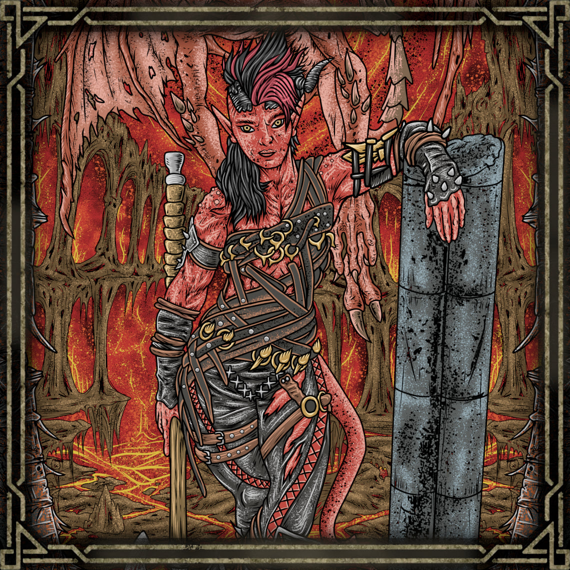 Artwork of Karlach Fury of Avernus. Karlach, known as the Fury of Avernus, is a powerful tiefling barbarian in Baldur's Gate 3 whose heart was replaced with an infernal engine during years of war in Avernus. Forged in the fires of the Blood War, she escaped the Hells and now fights with unstoppable rage, blazing weapons, and a fierce desire to finally live free.