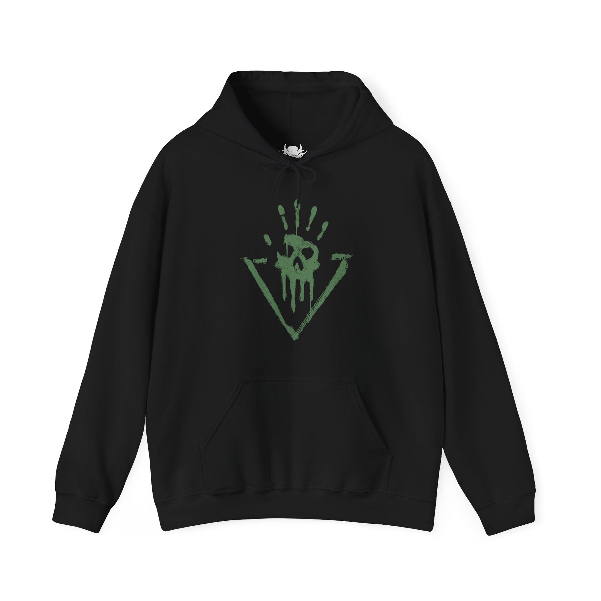 Image 4 of a Hooded Sweatshirt featuring Ketheric Thorm from Baldurs Gate 3 enveloped in Myrkul’s divine power, his skeletal armor and glowing eye sockets a harbinger of doom. Necrotic flames and spectral bones twist around him as he spreads death across Faerûn. This design embodies the fusion of mortal ambition and godly wrath, portraying the dread of the Lord of Bones.