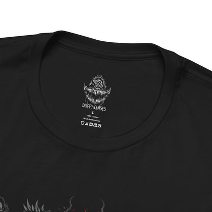 Folded T-Shirt design of Knull from Marvel, the ancient King in Black standing upon a throne of living symbiote darkness as abyssal tendrils spread across the cosmos. His pale armor and flowing black necrosword radiate godlike menace while red eyes glow within the void. The design captures Knull’s dominion over the symbiotes, embodying primordial darkness, destruction, and cosmic terror.