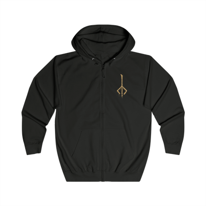 Image 4 of a Zip-up Hooded Sweatshirt featuring Lady Maria of the Astral Clocktower from Bloodborne, the legendary hunter who abandoned her Rakuyo after witnessing the horrors of the Fishing Hamlet. A master of the blade and blood, Maria fought to suppress the very power that ultimately defined her. This design captures her tragic elegance, fierce swordsmanship, and descent into the blood-soaked nightmare of the Old Hunters.