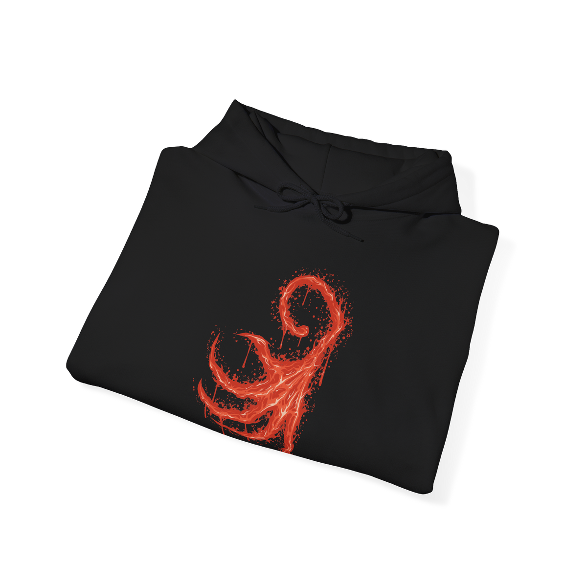 Image 6 of a Hooded Sweatshirt design of Laurence the First Vicar from Bloodborne: The Old Hunters, showing the enormous beast towering amid swirling flames, glowing embers, and deep shadows. His grotesque body, elongated claws, and fiery mane create a terrifying silhouette inspired by the iconic boss encounter in the Hunter's Nightmare. The artwork highlights his tragic fall from religious authority to monstrous beast, capturing the gothic atmosphere and relentless horror of Bloodborne.