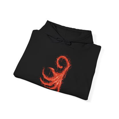 Image 6 of a Hooded Sweatshirt design of Laurence the First Vicar from Bloodborne: The Old Hunters, showing the enormous beast towering amid swirling flames, glowing embers, and deep shadows. His grotesque body, elongated claws, and fiery mane create a terrifying silhouette inspired by the iconic boss encounter in the Hunter's Nightmare. The artwork highlights his tragic fall from religious authority to monstrous beast, capturing the gothic atmosphere and relentless horror of Bloodborne.
