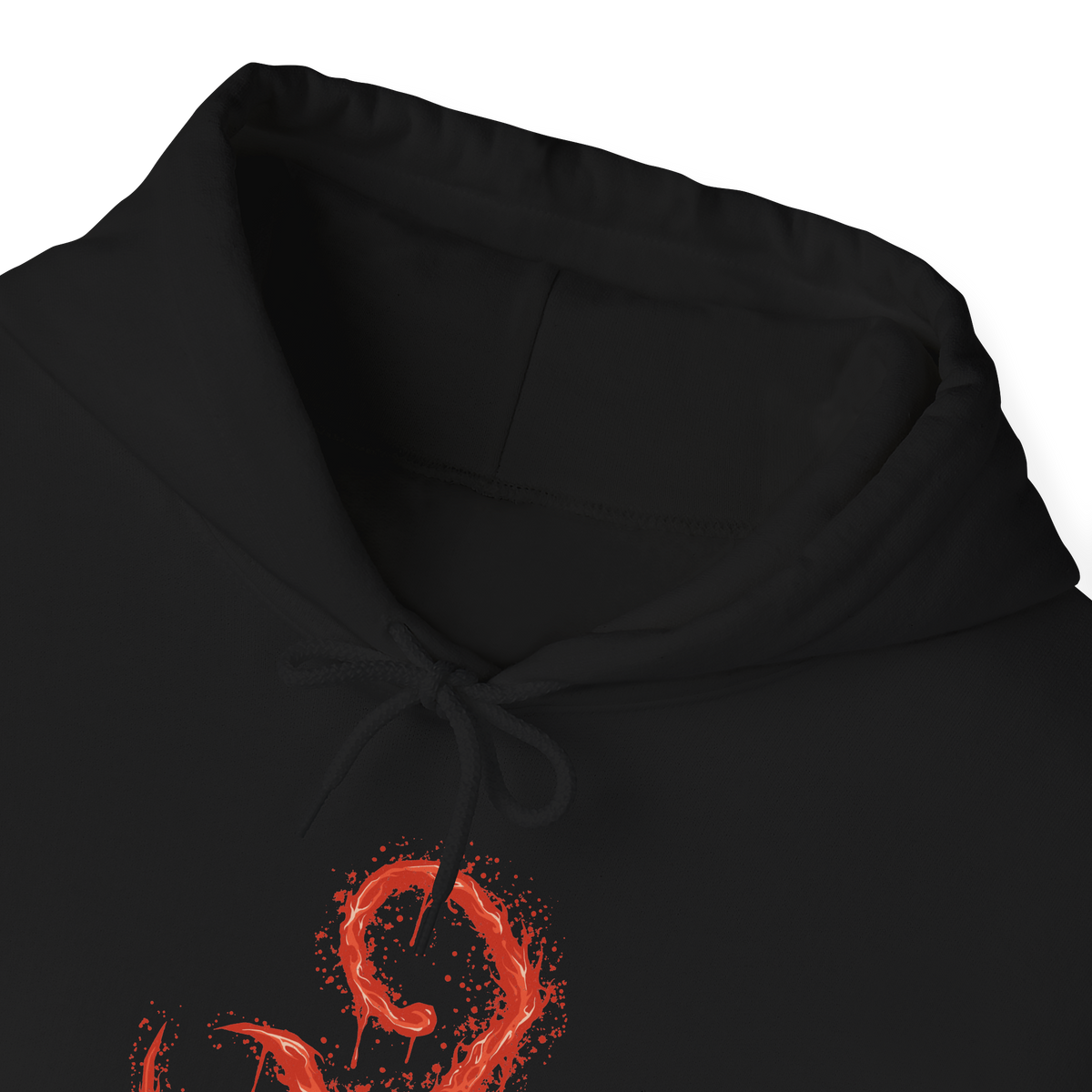 Folded Hooded Sweatshirt design of Laurence the First Vicar from Bloodborne: The Old Hunters, showing the enormous beast towering amid swirling flames, glowing embers, and deep shadows. His grotesque body, elongated claws, and fiery mane create a terrifying silhouette inspired by the iconic boss encounter in the Hunter's Nightmare. The artwork highlights his tragic fall from religious authority to monstrous beast, capturing the gothic atmosphere and relentless horror of Bloodborne.