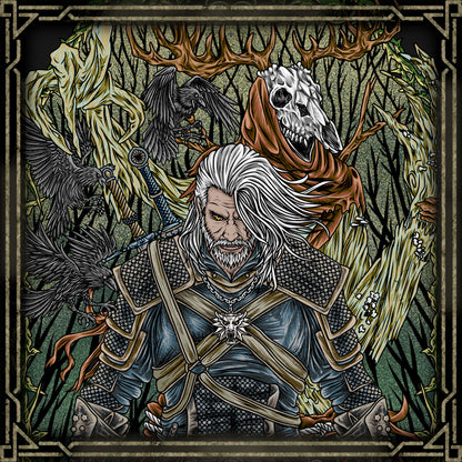 Artwork of Leshen Lord of the Wood. The Leshen is one of the oldest and most terrifying monsters in The Witcher 3. A guardian spirit bound to ancient forests, it commands roots, crows, and woodland beasts. Often worshipped by isolated villagers, the Leshen punishes those who defile its domain, embodying nature’s wrath and the primal balance between man and wilderness.