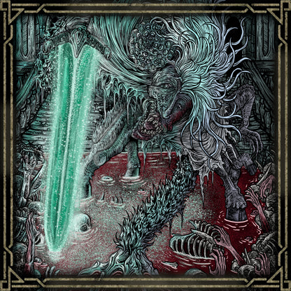 Concept Art of Ludwig the Accursed Holy Blade Grim. Ludwig, once a noble hero, became a beast consumed by the nightmare’s curse. Wielding the Holy Moonlight Sword, he briefly regains sanity mid-battle, remembering his purpose before falling again into horror. His transformation is a powerful allegory for Bloodborne’s lore—where even the brightest lights are eclipsed by the abyss of blood.
