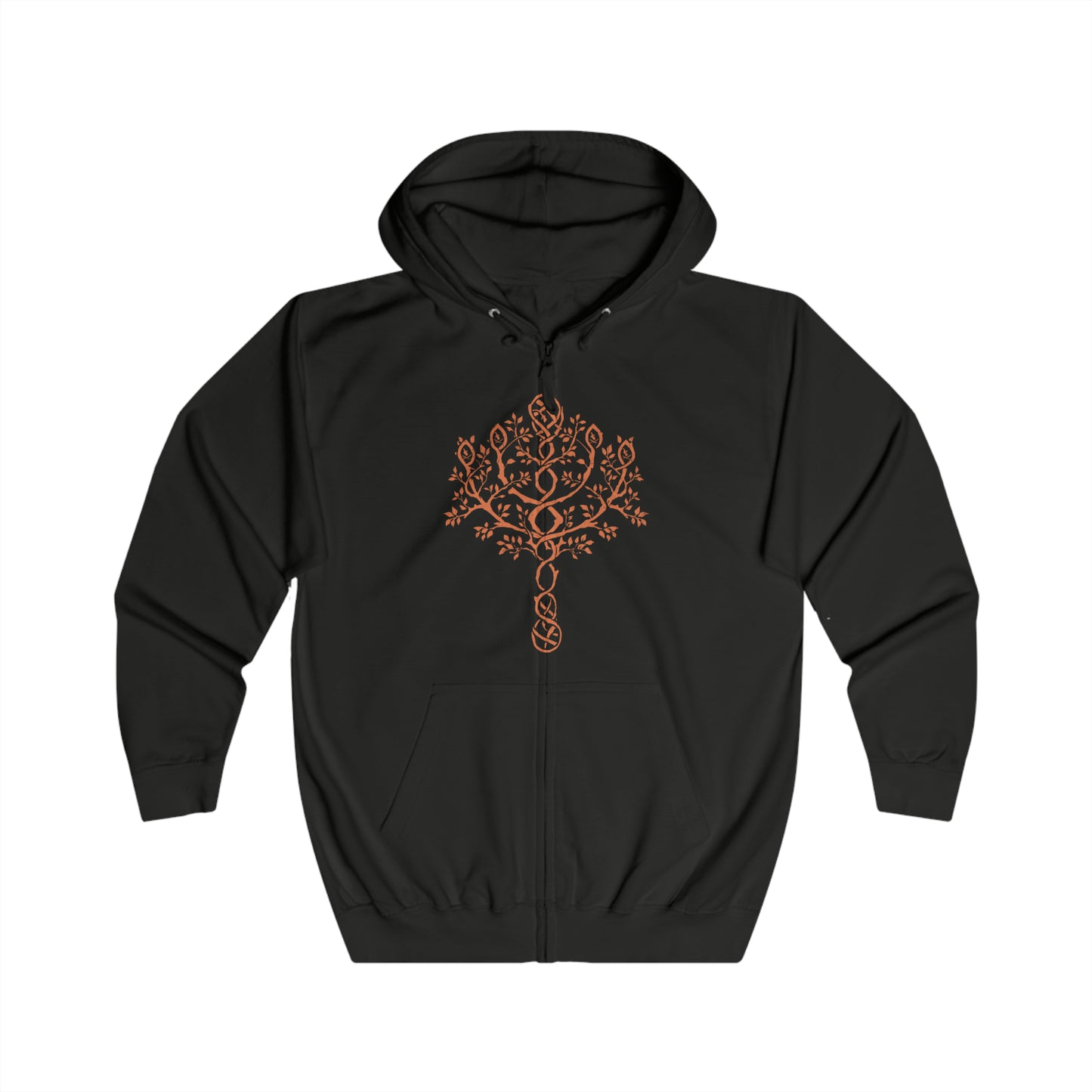 Image 4 of a Zip-up Hooded Sweatshirt featuring Malenia, Blade of Miquella from Elden Ring, the undefeated demigod and twin of Miquella. Known for her graceful yet deadly swordsmanship, she stands as one of the most iconic figures in the Lands Between. Cursed by Scarlet Rot yet unbroken in spirit, Malenia embodies both divine beauty and unstoppable will. This design captures her tragic power and her vow to protect Miquella at all costs.