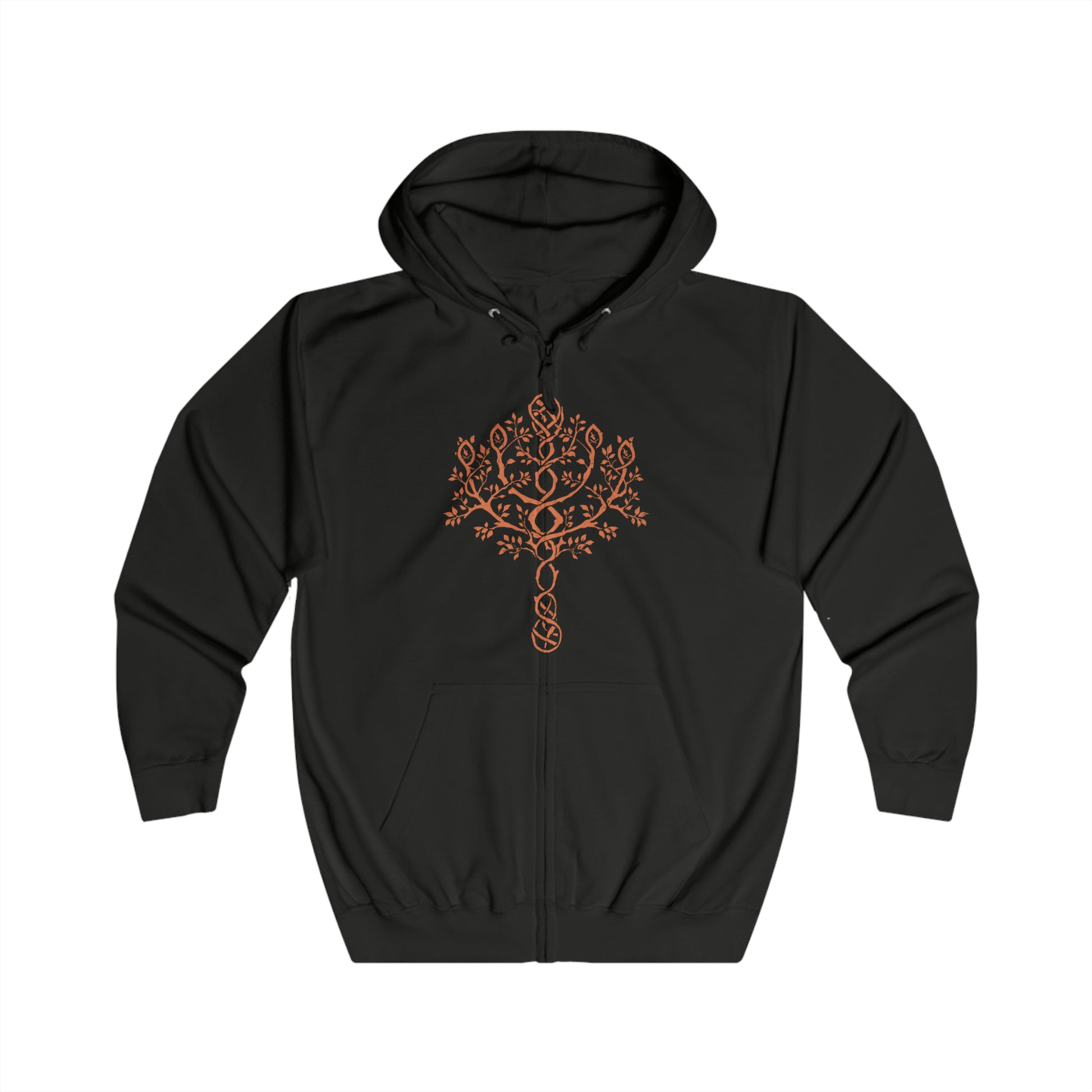 Image 4 of a Zip-up Hooded Sweatshirt featuring Malenia, Blade of Miquella from Elden Ring, the undefeated demigod and twin of Miquella. Known for her graceful yet deadly swordsmanship, she stands as one of the most iconic figures in the Lands Between. Cursed by Scarlet Rot yet unbroken in spirit, Malenia embodies both divine beauty and unstoppable will. This design captures her tragic power and her vow to protect Miquella at all costs.