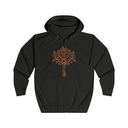 Image 4 of a Zip-up Hooded Sweatshirt featuring Malenia, Blade of Miquella from Elden Ring, the undefeated demigod and twin of Miquella. Known for her graceful yet deadly swordsmanship, she stands as one of the most iconic figures in the Lands Between. Cursed by Scarlet Rot yet unbroken in spirit, Malenia embodies both divine beauty and unstoppable will. This design captures her tragic power and her vow to protect Miquella at all costs.