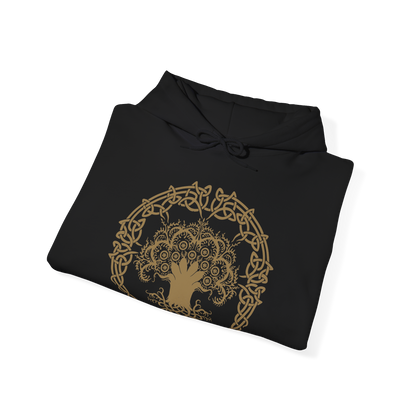 Image 6 of a Hooded Sweatshirt of Malenia, Blade of Miquella, standing within a field of Scarlet Aeonia beneath the roots of the Haligtree. Her crimson hair flows around ornate armor and golden prosthetic limbs as enormous scarlet petals bloom behind her. Rot-infused mist and drifting petals fill the battlefield, emphasizing Malenia's transformation into the terrifying Goddess of Rot.
