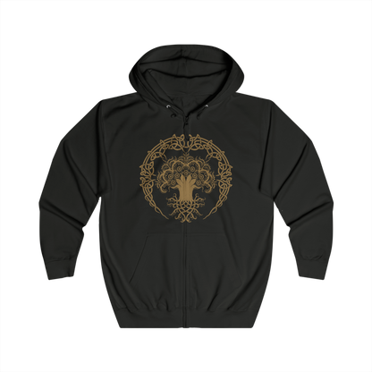 Image 4 of a Zip-up Hooded Sweatshirt featuring Malenia, Blade of Miquella from Elden Ring, the legendary warrior, swordswoman, and Goddess of Rot. Wielding her elegant katana and cursed by the Scarlet Rot, Malenia stands among the most feared demigods in the Lands Between. This design captures her crimson armor, flowing scarlet energy, and deadly grace—a warrior defined by devotion, suffering, and unmatched mastery of the blade.