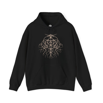 Image 4 of a Hooded Sweatshirt showcasing Maliketh, the Black Blade, a towering warrior-beast in Elden Ring who sealed away Destined Death to preserve the Golden Order. His feral grace and shadowy armor reflect both martial mastery and burdened loyalty. This artwork honors his pivotal role in the Erdtree’s dark legacy and the shattering of fate.