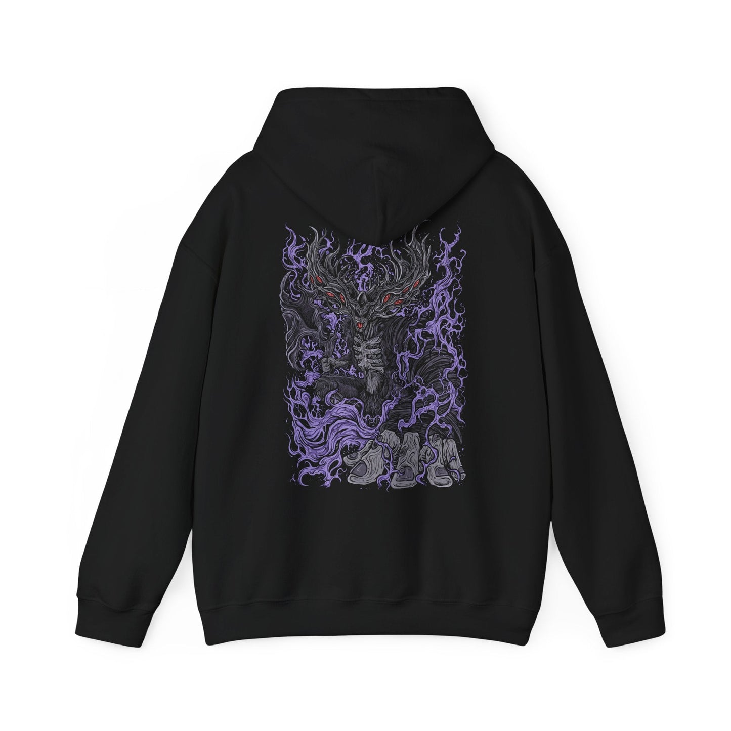 Image 5 of a Hooded Sweatshirt showcasing Manus, the Father of the Abyss, a corrupted being born of humanity gone mad in Dark Souls. His monstrous arm and voidlike presence symbolize the destructive hunger of unbound emotion. This artwork channels the sorrow and fury that drove him to consume the kingdom of Oolacile in darkness.
