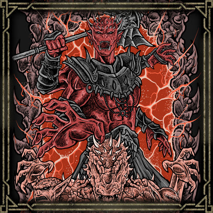 Artwork of Mehrunes Dagon. Mehrunes Dagon, the Daedric Prince of Destruction, floods Tamriel with chaos through the fiery Oblivion Gates in Tamriel. Each gate opens into the Deadlands, a realm of ash, lava, and brutal Daedra. Dagon’s invasion threatens all mortal life, embodying his eternal desire to remake the world through fire and annihilation.