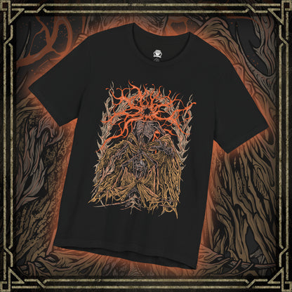 Thumbnail of a T-shirt featuring Midra, Lord of Frenzied Flame, from Elden Ring, with a fiery and chaotic design that captures the overwhelming power and madness of the Frenzied Flame. The artwork highlights Midra’s intense gaze, engulfed in searing flames, and the ominous mark of the Three Fingers, embodying the devastating force of chaos. Perfect for fans who embrace the darker, unrestrained paths of the Lands Between.