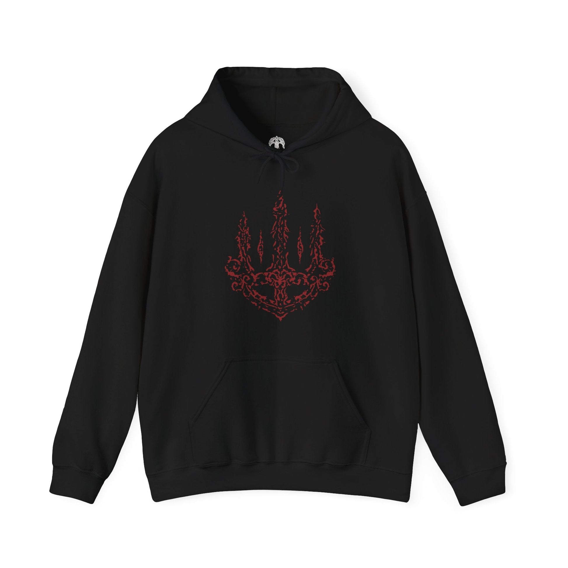 Image 4 of a Hooded Sweatshirt featuring Mohg, Lord of Blood from Elden Ring, displaying his dark, blood-soaked figure and menacing aura, ideal for fans drawn to the sinister lore of the Blood Dynasty and the powerful demigod of the Lands Between.