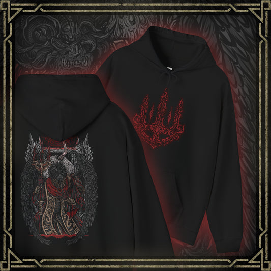 Thumbnail of a Hooded Sweatshirt featuring Mohg, Lord of Blood from Elden Ring, displaying his dark, blood-soaked figure and menacing aura, ideal for fans drawn to the sinister lore of the Blood Dynasty and the powerful demigod of the Lands Between.