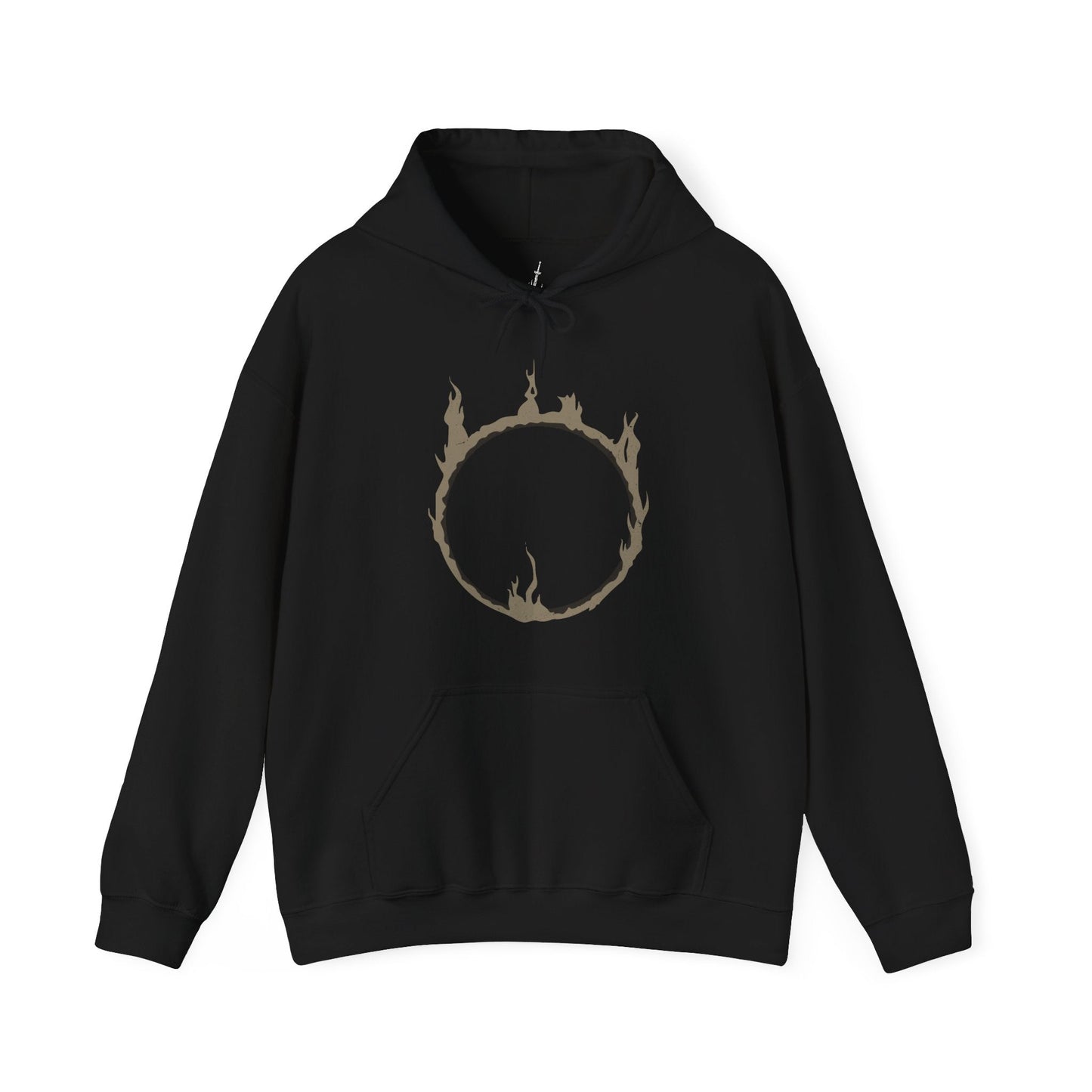 Image 4 of a Hooded Sweatshirt showcasing the Nameless King from Dark Souls, a towering figure wreathed in lightning and myth. Once Gwyn’s heir, he severed ties with his kin to follow the path of dragons, earning exile and erasure from history. This design highlights his flowing golden mane, ornate armor, and mastery of the storm—embodying one of the game’s most challenging and awe-inspiring boss fights.