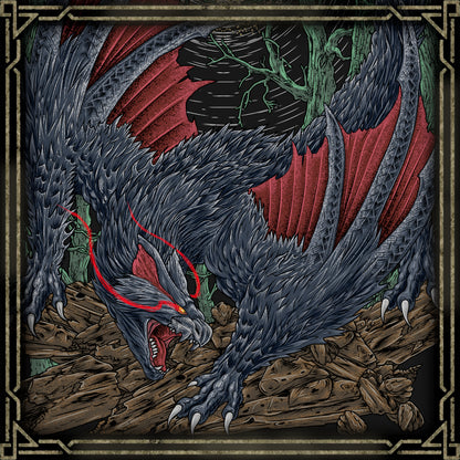 Artwork of Nargacuga Shadow of the Forest. Nargacuga is a stealth-focused Flying Wyvern in the Monster Hunter, feared for its speed, agility, and deadly precision. Moving like a shadow through dense forests, it strikes hunters with razor-sharp tail attacks and swift lunges. Its panther-like movements and glowing red eyes make it one of the franchise’s most iconic predators.