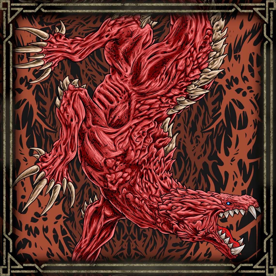 Wallpaper of Odogaron Predator of the Rotten Vale. Known for its relentless aggression, Odogaron dominates the Rotten Vale, feeding on carrion and battling rival monsters with unmatched ferocity. Its attacks inflict severe bleeding, forcing hunters to carefully manage every encounter. Within the Monster Hunter universe, Odogaron represents speed, brutality, and the unforgiving laws of nature.
