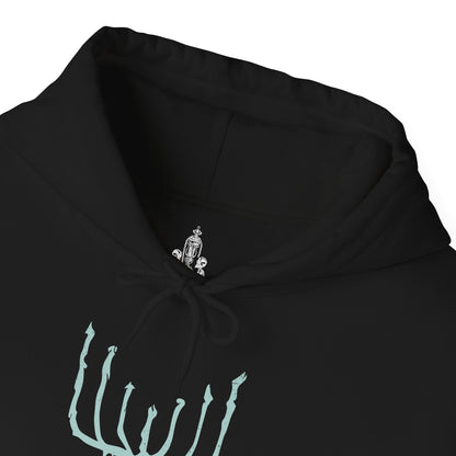 Folded Hooded Sweatshirt featuring the Orphan of Kos from Bloodborne, the anguished spawn of the Great One Kos and final guardian of the Hunter’s Nightmare. Screaming with primal rage, this emaciated, grotesque figure wields its own umbilical weapon in a relentless, grief-fueled assault. Born from cosmic tragedy and human sin, the Orphan embodies the sorrow and fury of a forsaken child of the void. This design captures the emotional weight of one of Bloodborne’s most haunting encounters.