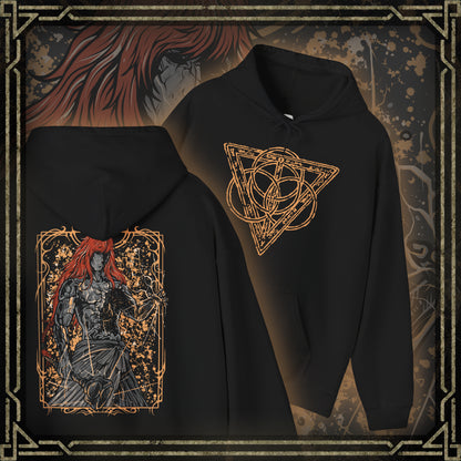 Thumbnail of a Hooded Sweatshirt featuring Radagon of the Golden Order from Elden Ring, the mysterious figure whose soul is forever intertwined with Queen Marika’s. As the living embodiment of the Golden Order, he seeks perfection through divine law and sacrifice. This design honors his brilliant yet fractured nature—a god torn between devotion, duty, and the weight of eternity.