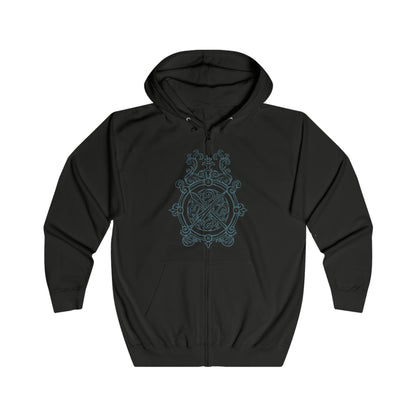 Image 4 of a Zip-up Hooded Sweatshirt featuring Ranni the Witch from Elden Ring, the mysterious Lunar Princess who defied the Greater Will and cast aside her mortal flesh. With her ghostly blue form and cold wisdom, Ranni guides the Tarnished toward the Age of Stars. This design captures her ethereal presence beneath a starlit sky, symbolizing fate, rebellion, and the beauty of the cosmos.