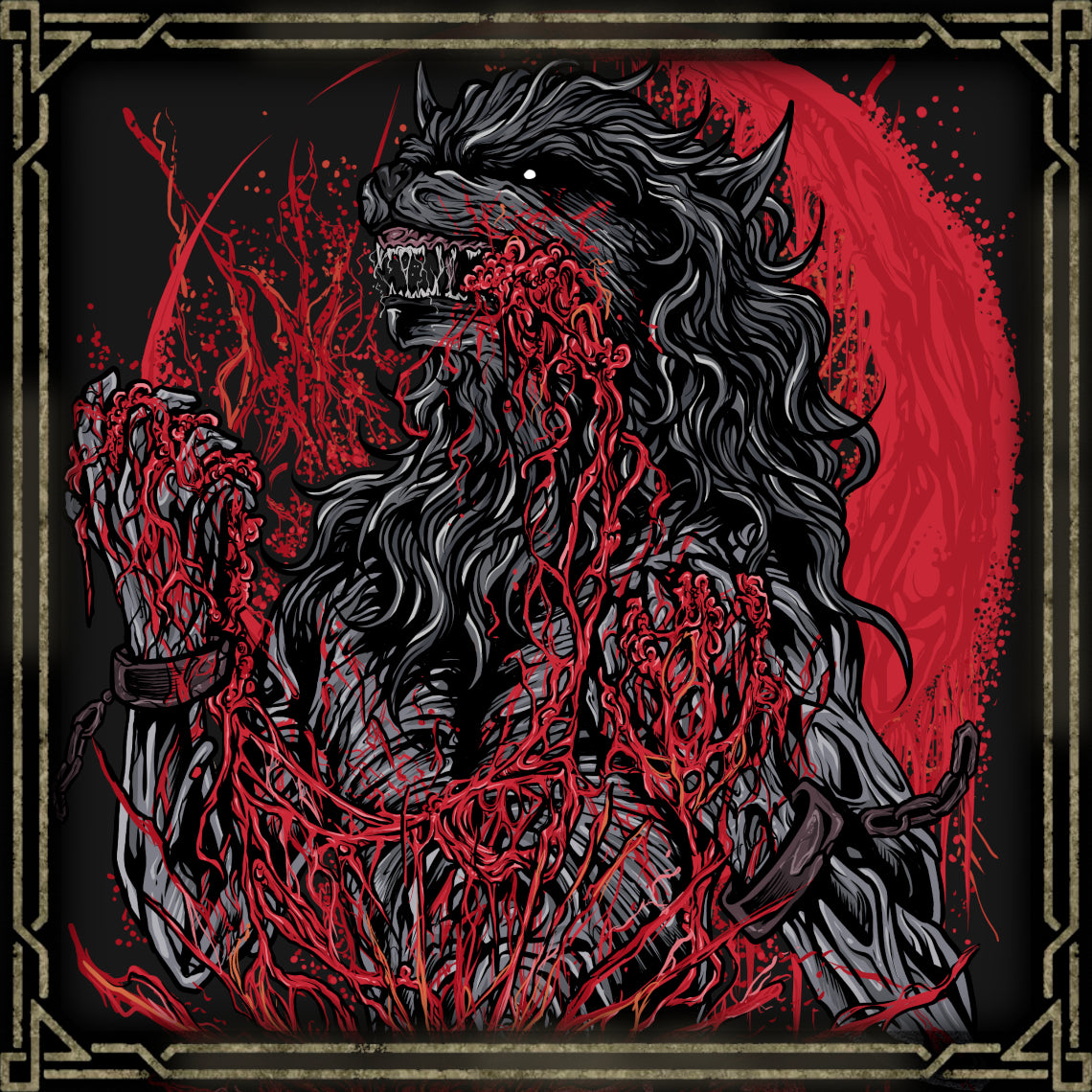 Concept Art of Scourge Beast. The Scourge Beast exemplifies the horrors unleashed by the Beast Plague in Bloodborne. These beasts are humans transformed into brutal predators by the corrupting Old Blood, roaming the streets and threatening all who enter Yharnam. Their tragic existence highlights the city’s descent into darkness and madness.