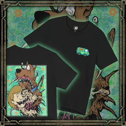 Thumbnail of a Double-sided T-Shirt artwork featuring Shaggy Rogers and Scooby-Doo from the classic Scooby-Doo cartoon series. The design highlights Shaggy's iconic green shirt, Scooby's brown fur and collar, and the duo's expressive personalities in a nostalgic animated style. Inspired by their legendary appetite, Scooby Snacks, and hilarious reactions to spooky monsters, the composition celebrates their enduring friendship and adventures with Mystery Inc.