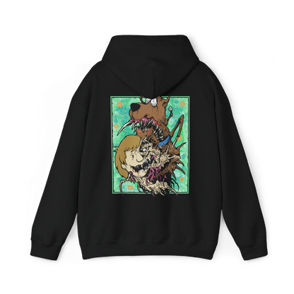 Image 5 of a Hooded Sweatshirt design featuring Shaggy Rogers and Scooby-Doo from Scooby-Doo, portraying the iconic duo in a nostalgic cartoon-inspired composition. Shaggy appears in his signature green shirt beside Scooby-Doo, the lovable brown Great Dane wearing his distinctive collar. Their expressive faces and playful poses capture their legendary fear of monsters, love of Scooby Snacks, and close friendship.