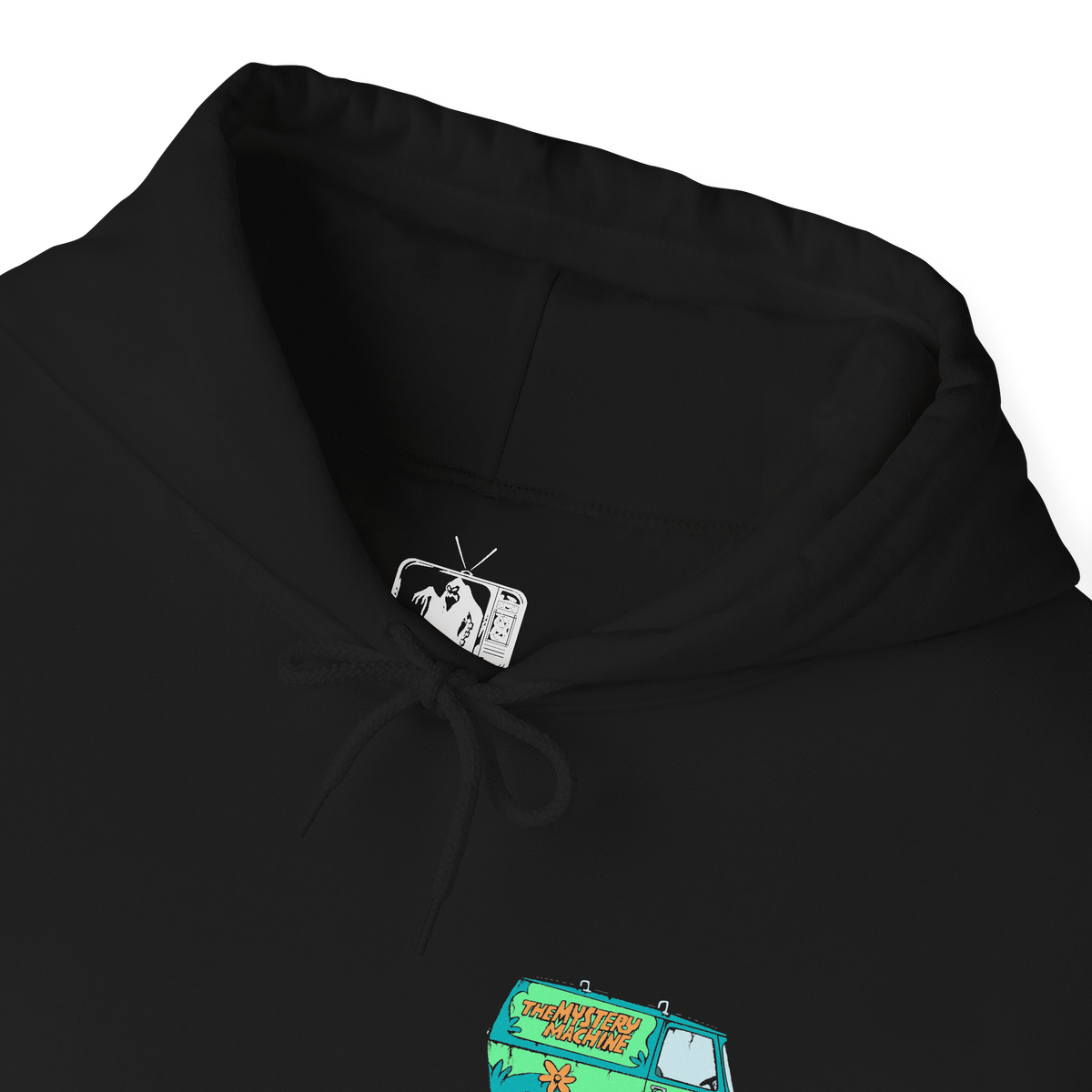 Folded Hooded Sweatshirt design featuring Shaggy Rogers and Scooby-Doo from Scooby-Doo, portraying the iconic duo in a nostalgic cartoon-inspired composition. Shaggy appears in his signature green shirt beside Scooby-Doo, the lovable brown Great Dane wearing his distinctive collar. Their expressive faces and playful poses capture their legendary fear of monsters, love of Scooby Snacks, and close friendship.