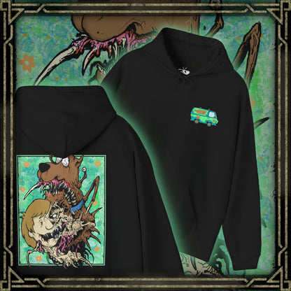 Thumbnail of a Hooded Sweatshirt design featuring Shaggy Rogers and Scooby-Doo from Scooby-Doo, portraying the iconic duo in a nostalgic cartoon-inspired composition. Shaggy appears in his signature green shirt beside Scooby-Doo, the lovable brown Great Dane wearing his distinctive collar. Their expressive faces and playful poses capture their legendary fear of monsters, love of Scooby Snacks, and close friendship.