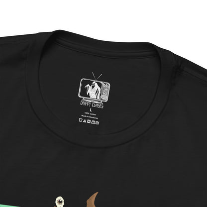 Folded T-Shirt design of Shaggy Rogers and Scooby-Doo from Scooby-Doo, featuring the iconic best friends together in a playful cartoon-inspired composition. Shaggy wears his recognizable green shirt and brown trousers while Scooby-Doo stands beside him with his signature collar and expressive face. The artwork celebrates their hilarious cowardice, love of food, legendary friendship, and unforgettable adventures solving mysteries with Mystery Inc.